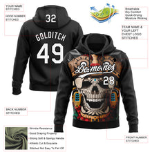 Load image into Gallery viewer, Custom Stitched Black White 3D Skull Pattern Pullover Sweatshirt Hoodie
