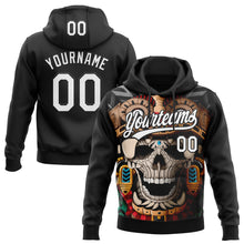 Load image into Gallery viewer, Custom Stitched Black White 3D Skull Pattern Pullover Sweatshirt Hoodie
