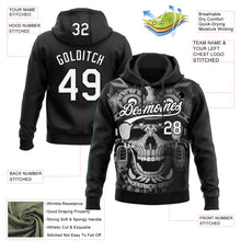 Load image into Gallery viewer, Custom Stitched Black White 3D Skull Pattern Pullover Sweatshirt Hoodie
