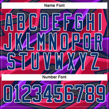 Load image into Gallery viewer, Custom Black US Navy Blue Purple Pink-White 3D Pattern Cyber Mecha E-sport Hockey Jersey
