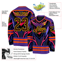 Load image into Gallery viewer, Custom Purple Brown Orange Black-Yellow 3D Pattern Cyber Mecha E-sport Hockey Jersey
