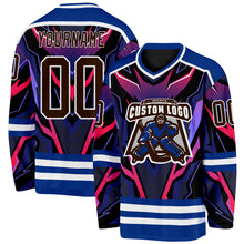 Load image into Gallery viewer, Custom Royal Brown Black Red Purple-White 3D Pattern Cyber Mecha E-sport Hockey Jersey
