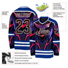 Load image into Gallery viewer, Custom Royal Brown Black Red Purple-White 3D Pattern Cyber Mecha E-sport Hockey Jersey
