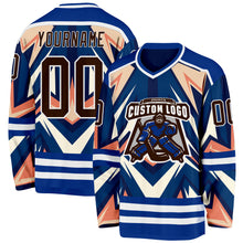 Load image into Gallery viewer, Custom Royal Brown Orange Cream-White 3D Pattern Cyber Mecha E-sport Hockey Jersey
