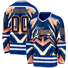Load image into Gallery viewer, Custom Royal Brown Orange Cream-White 3D Pattern Cyber Mecha E-sport Hockey Jersey
