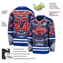 Load image into Gallery viewer, Custom Royal Red Pink Black-White 3D Pattern Cyber Mecha E-sport Hockey Jersey
