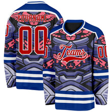 Load image into Gallery viewer, Custom Royal Red Pink Black-White 3D Pattern Cyber Mecha E-sport Hockey Jersey
