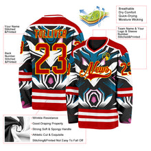 Charger l'image dans la galerie, Custom Red Blue Black Purple Yellow-White 3D Pattern Cyber Mecha E-sport Hockey Jersey
