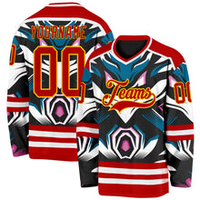 Charger l'image dans la galerie, Custom Red Blue Black Purple Yellow-White 3D Pattern Cyber Mecha E-sport Hockey Jersey
