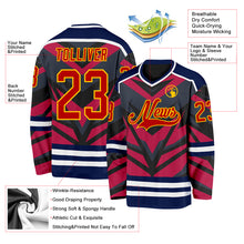 Load image into Gallery viewer, Custom Navy Red Black Yellow-White 3D Pattern Cyber Mecha E-sport Hockey Jersey

