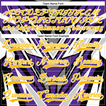 Load image into Gallery viewer, Custom Purple Gold Black Gray-White 3D Pattern Cyber Mecha E-sport Hockey Jersey
