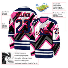 Load image into Gallery viewer, Custom Pink Navy Black Gray Red-White 3D Pattern Cyber Mecha E-sport Hockey Jersey
