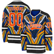 Load image into Gallery viewer, Custom Royal Orange Yellow Black-White 3D Pattern Cyber Mecha E-sport Hockey Jersey

