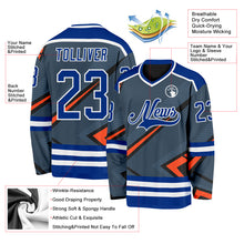 Загрузить изображение в средство просмотра галереи, Custom Gray Royal Orange Black-White 3D Pattern Cyber Mecha E-sport Hockey Jersey
