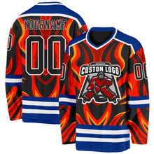 Load image into Gallery viewer, Custom Royal Black Red Orange-White 3D Pattern Cyber Mecha E-sport Hockey Jersey
