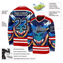 Charger l'image dans la galerie, Custom Red Black Blue Yellow-White 3D Pattern Cyber Mecha E-sport Hockey Jersey
