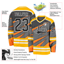 Загрузить изображение в средство просмотра галереи, Custom Gray Black Gold Orange-White 3D Pattern Cyber Mecha E-sport Hockey Jersey
