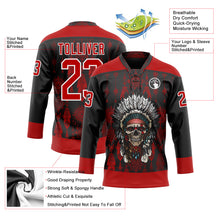 Charger l'image dans la galerie, Custom Black Red-White 3D Pattern Native Americans Tribal Indigenous People Hockey Lace Neck Jersey
