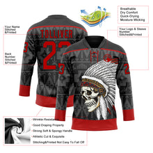 Charger l'image dans la galerie, Custom Black Red 3D Pattern Native Americans Tribal Indigenous People Hockey Lace Neck Jersey
