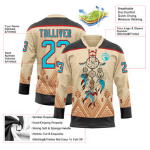 Laden Sie das Bild in den Galerie-Viewer, Custom City Cream Lakes Blue Black-Red 3D Pattern Native Americans Tribal Indigenous People Hockey Lace Neck Jersey

