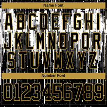 Charger l'image dans la galerie, Custom Black Old Gold Steel Gray-White 3D Pattern Dripping Splatter Hockey Lace Neck Jersey
