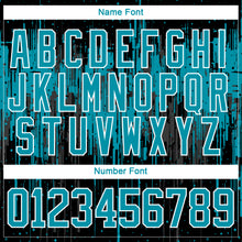 Load image into Gallery viewer, Custom Black Teal Steel Gray-White 3D Pattern Dripping Splatter Hockey Lace Neck Jersey
