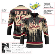 Load image into Gallery viewer, Custom Black City Cream Crimson-Steel Gray 3D Pattern Dripping Splatter Hockey Lace Neck Jersey
