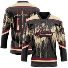 Load image into Gallery viewer, Custom Black City Cream Crimson-Steel Gray 3D Pattern Dripping Splatter Hockey Lace Neck Jersey
