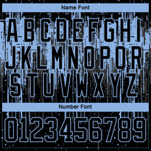 Load image into Gallery viewer, Custom Black Light Blue Steel Gray-White 3D Pattern Dripping Splatter Hockey Lace Neck Jersey
