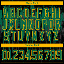 Load image into Gallery viewer, Custom Black Kelly Green Gold Steel Gray-White 3D Pattern Dripping Splatter Hockey Lace Neck Jersey
