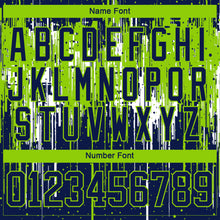 Load image into Gallery viewer, Custom Navy Neon Green-White 3D Pattern Dripping Splatter Hockey Lace Neck Jersey
