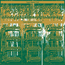 Load image into Gallery viewer, Custom Kelly Green Old Gold-White 3D Pattern Dripping Splatter Hockey Lace Neck Jersey
