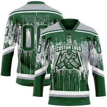 Load image into Gallery viewer, Custom Green Gray-White 3D Pattern Dripping Splatter Hockey Lace Neck Jersey
