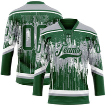 Load image into Gallery viewer, Custom Green Gray-White 3D Pattern Dripping Splatter Hockey Lace Neck Jersey

