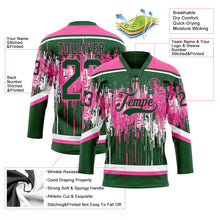 Charger l'image dans la galerie, Custom Green Pink-White 3D Pattern Dripping Splatter Hockey Lace Neck Jersey
