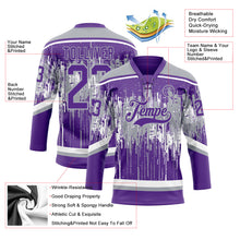 Charger l'image dans la galerie, Custom Purple Gray-White 3D Pattern Dripping Splatter Hockey Lace Neck Jersey

