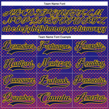 Load image into Gallery viewer, Custom Dark Purple Navy Gold Red Black-White 3D Pattern Abstract Gradient Halftone Hockey Lace Neck Jersey
