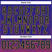 Load image into Gallery viewer, Custom Dark Purple Navy Gold Red Black-White 3D Pattern Abstract Gradient Halftone Hockey Lace Neck Jersey
