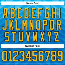 Загрузить изображение в средство просмотра галереи, Custom Blue Gold-Black 3D Pattern Abstract Gradient Halftone Hockey Lace Neck Jersey
