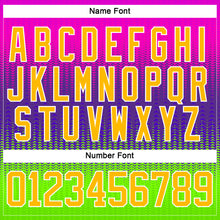 Load image into Gallery viewer, Custom Purple Gold Green-White 3D Pattern Abstract Gradient Halftone Hockey Lace Neck Jersey
