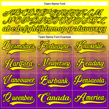 Laden Sie das Bild in den Galerie-Viewer, Custom Light Yellow Purple Lakes Blue-Black 3D Pattern Abstract Gradient Halftone Hockey Lace Neck Jersey

