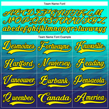 Load image into Gallery viewer, Custom Green Light Yellow Blue Black-Gold 3D Pattern Abstract Gradient Halftone Hockey Lace Neck Jersey
