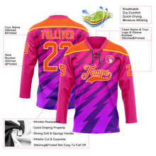 Laden Sie das Bild in den Galerie-Viewer, Custom Hot Pink Orange Purple Yellow-Cream 3D Pattern Abstract Gradient Halftone Hockey Lace Neck Jersey
