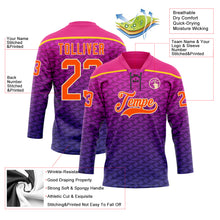 Load image into Gallery viewer, Custom Hot Pink Orange Purple Yellow-Cream 3D Pattern Abstract Gradient Halftone Hockey Lace Neck Jersey
