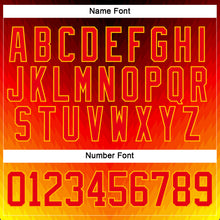 Load image into Gallery viewer, Custom Red Fire Red Gold-Black 3D Pattern Abstract Gradient Halftone Hockey Lace Neck Jersey
