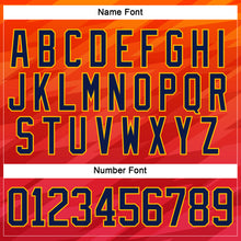 Load image into Gallery viewer, Custom Orange Navy Red-Gold 3D Pattern Abstract Gradient Halftone Hockey Lace Neck Jersey
