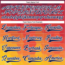 Load image into Gallery viewer, Custom Crimson Navy Yellow-White 3D Pattern Abstract Gradient Halftone Hockey Lace Neck Jersey
