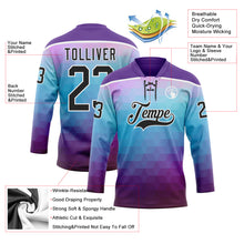 Load image into Gallery viewer, Custom Purple Black Blue-White 3D Pattern Abstract Gradient Halftone Hockey Lace Neck Jersey
