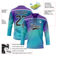 Load image into Gallery viewer, Custom Purple Black Blue-White 3D Pattern Abstract Gradient Halftone Hockey Lace Neck Jersey
