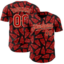 Загрузить изображение в средство просмотра галереи, Custom Black Red-Cream Valentine's Day Love Heart Authentic Baseball Jersey
